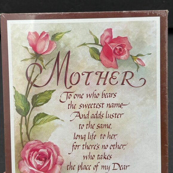 Mother Poem Print With Stand Pink Roses Floral New Sealed Mothers Day Christmas - Picture 3 of 9